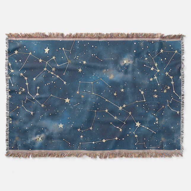 Celestial Constellation - Starry Night (6) Throw Blanket (Front)