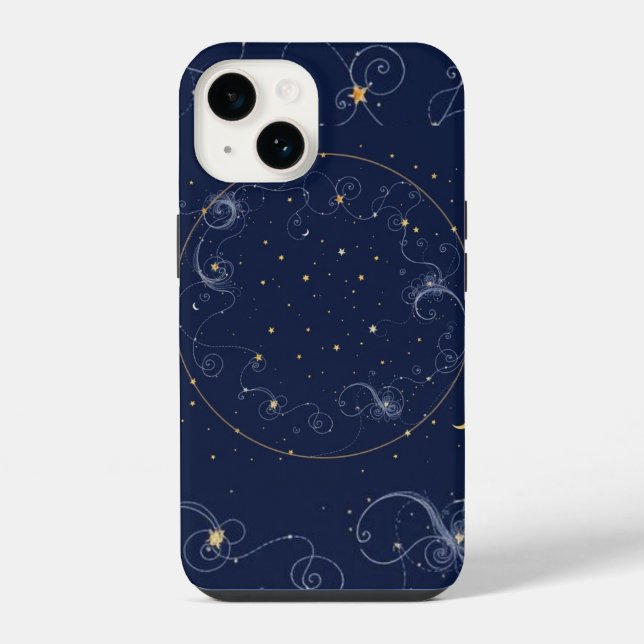 Celestial Constellations Star Map | Moon Phases Ph iPhone Case (Back)