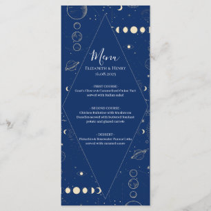 Celestial cosmic ethereal sun moon stars wedding menu