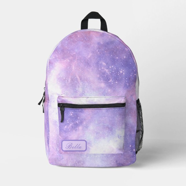 Celestial Cosmic Galaxy Pattern Printed Backpack (Front)