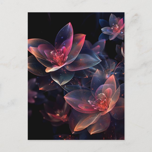 Celestial Cosmic Lotus Bloom Announcement Postcard (Front)