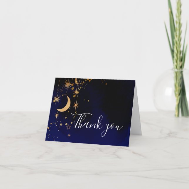 Celestial Cosmic Moon And Stars Thank You Card (Front)