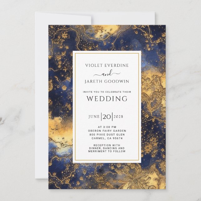 Celestial Cosmic Stars And Planets Wedding Invitation (Front)