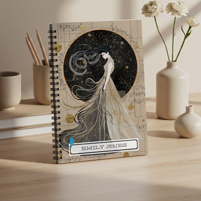 Celestial Cosmic Woman Personalised Notebook (Creator Uploaded)