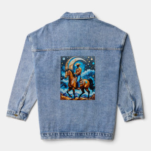 Celestial Cowboy Western Night Sky Horse Art Tee Denim Jacket