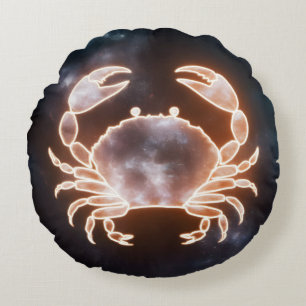 Celestial Crab Art Representing Cancer Zodiac Cons Round Cushion