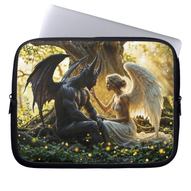 Celestial creatures angel demon fantasy laptop sleeve (Front)