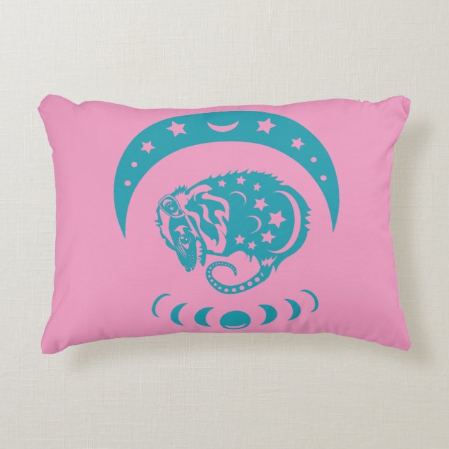 Celestial Crecent Moon Possum Whimsical Nature  Decorative Cushion (Front)
