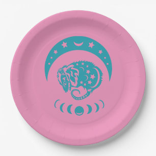 Celestial Crecent Moon Possum Whimsical Nature  Paper Plate
