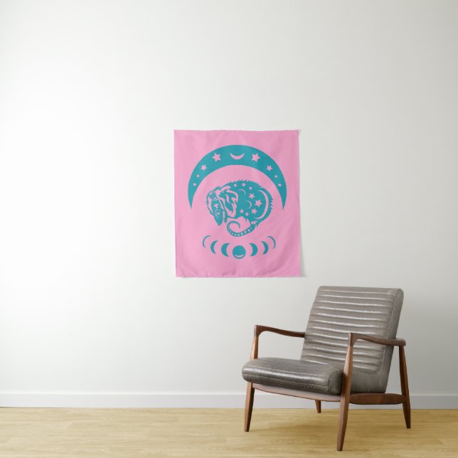Celestial Crecent Moon Possum Whimsical Nature  Tapestry (In Situ)