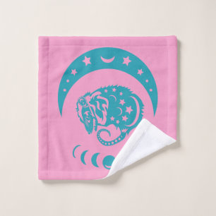 Celestial Crecent Moon Possum Whimsical Nature  Wash Cloth