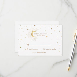 Celestial Crescent Moon Gold RSVP Response Card