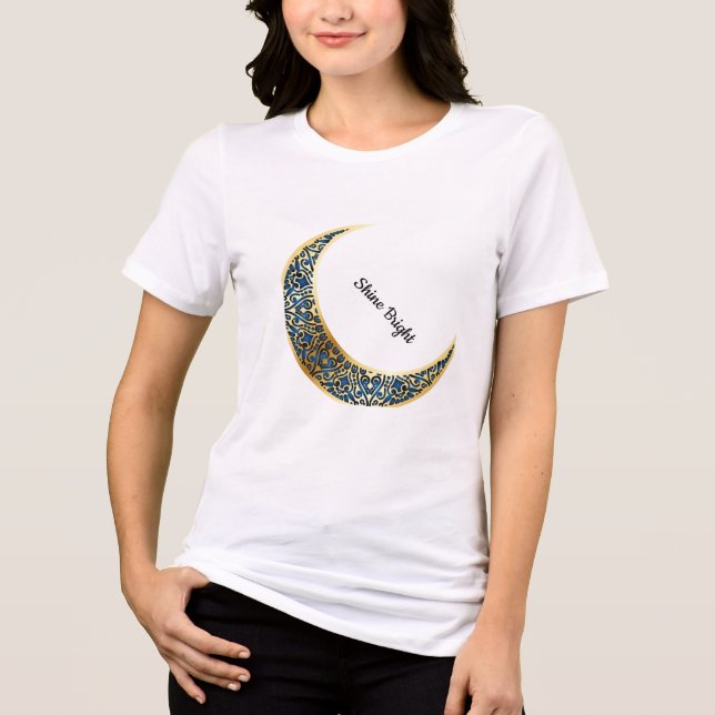 Celestial Crescent Moon Mandala Graphic  Tri-Blend Shirt (Front)