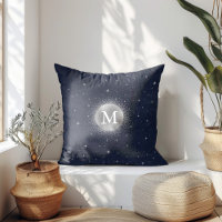 Celestial Crescent Moon Silver Monogram