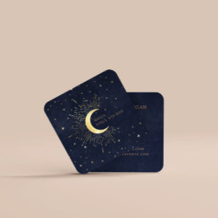 Celestial Crescent Moon Square Business Card