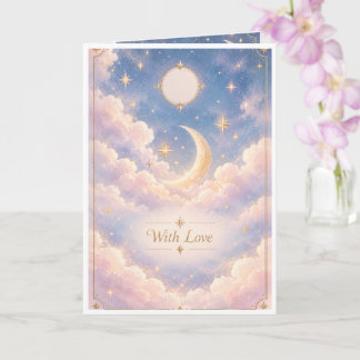 Celestial Crescent Moon & Stars Celebration Detail Card