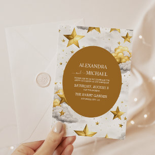 Celestial Crescent Moon Wedding Invitation