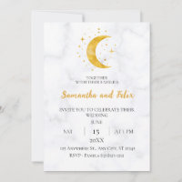 Celestial Crescent Moon Witchcraft Marble Wedding