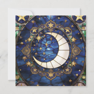 Celestial Crescent Ornate Stained-Glass Moon