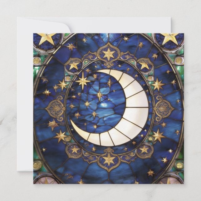 Celestial Crescent Ornate Stained-Glass Moon (Front)