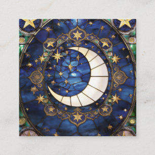Celestial Crescent Ornate Stained-Glass Moon Enclosure Card