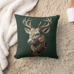 Celestial Crowned Stag - Ancient Future Clockwork  Cushion