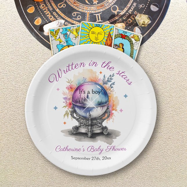 Celestial Crystal Ball Astrology Baby Shower  Paper Plate (Creator Uploaded)