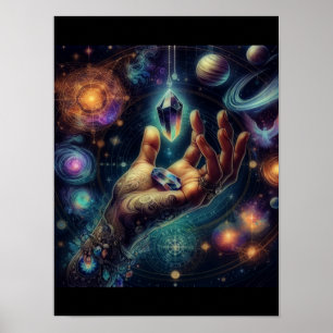 Celestial Crystal in the Palm Galaxy Spacy  Poster