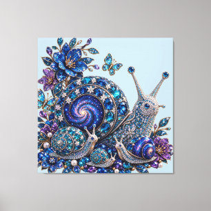 Celestial Crystal Snail Family – Sapphire Galaxy Canvas Print