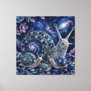 Celestial Crystal Snail Family – Sapphire Galaxy Canvas Print