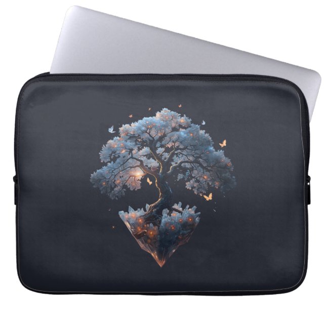 Celestial Crystal Tree – Fantasy Nature Art Laptop Sleeve (Front)