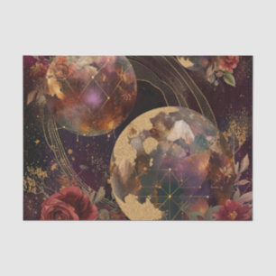 Celestial Crystal World Gold Purple Galaxy Tissue Paper