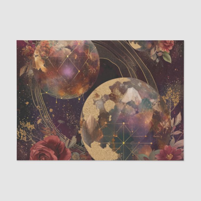 Celestial Crystal World Gold Purple Galaxy Tissue Paper (Front)