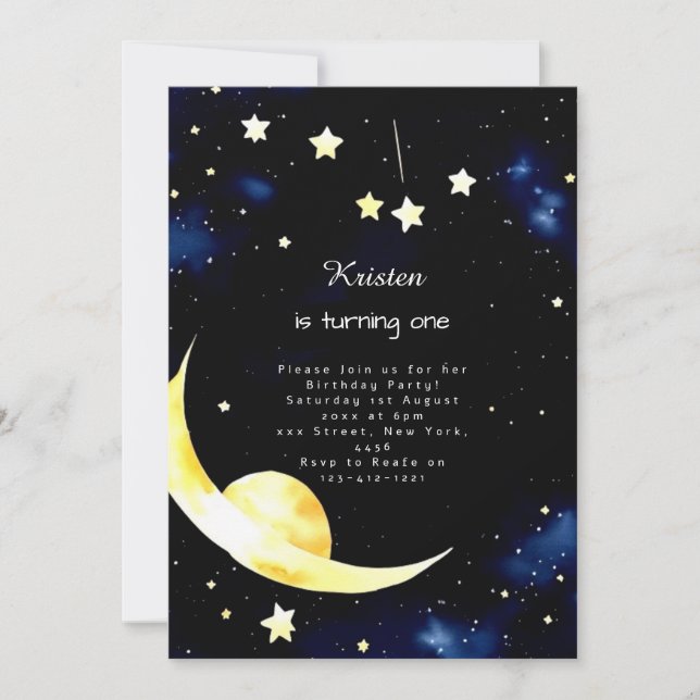 Celestial Custom Stardust Birthday Invitation (Front)
