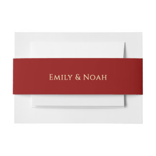 Celestial Dark Red Gold Sun Moon Stars Wedding  Invitation Belly Band