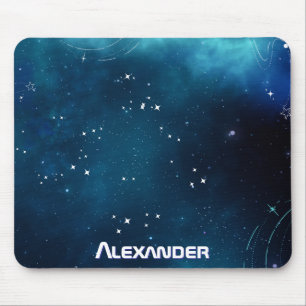 Celestial Deep Blue Outer Space Cosmic Galaxy Mouse Pad
