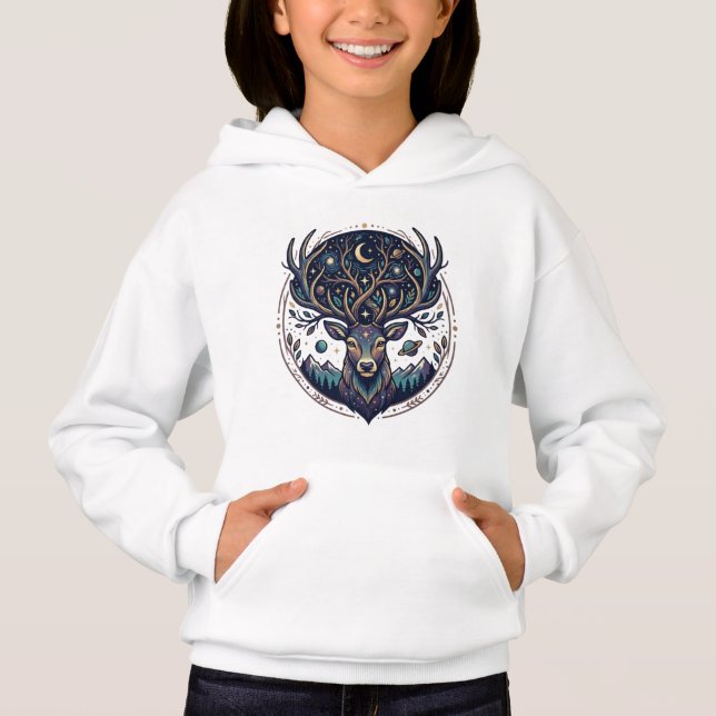 Celestial Deer Mystical Moon & Star Art Stag (Front)