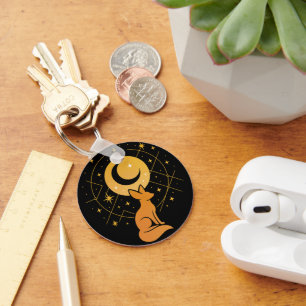 Celestial Desert Fox – Moon and Stars Cosmic  Key Ring