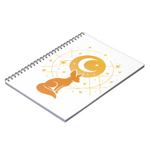 Celestial Desert Fox – Moon and Stars Cosmic  Notebook