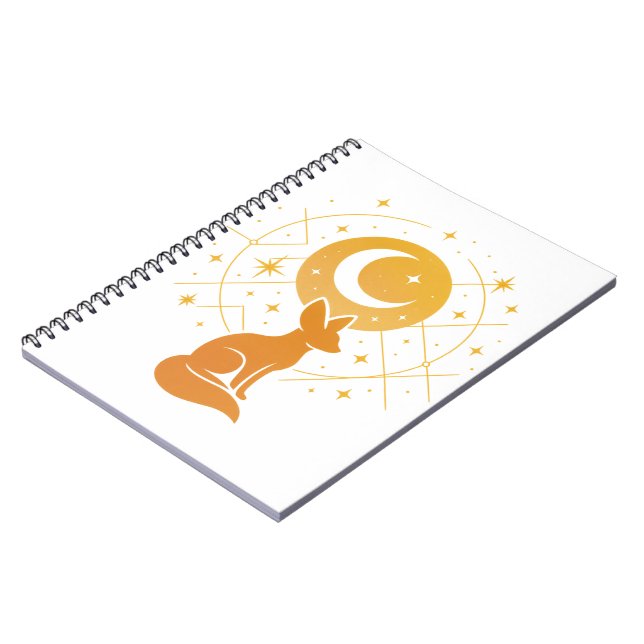 Celestial Desert Fox – Moon and Stars Cosmic  Notebook (Left Side)