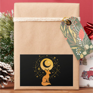 Celestial Desert Fox – Moon and Stars Cosmic  Rectangular Sticker