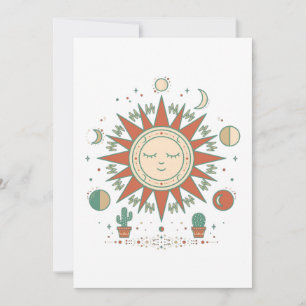 Celestial Desert Round Sticker - Sun Moon Planet C Invitation