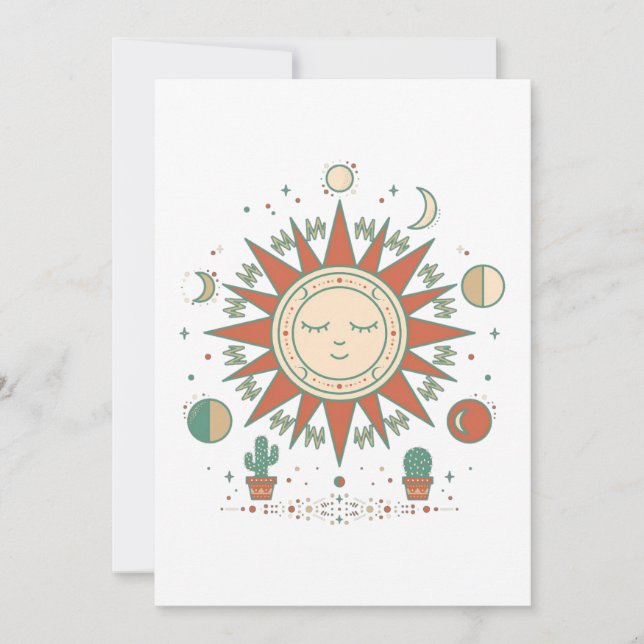 Celestial Desert Round Sticker - Sun Moon Planet C Invitation (Front)