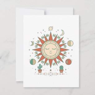 Celestial Desert Round Sticker - Sun Moon Planet C RSVP Card