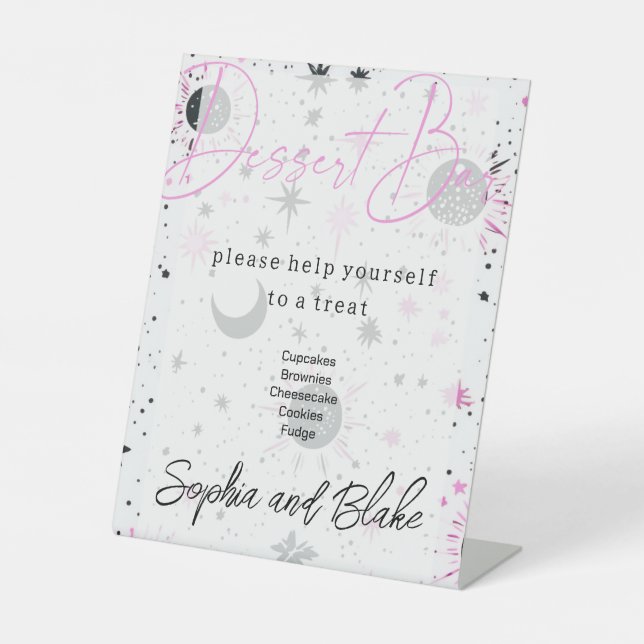 Celestial Dessert Bar Wedding Pedestal Sign (Front)