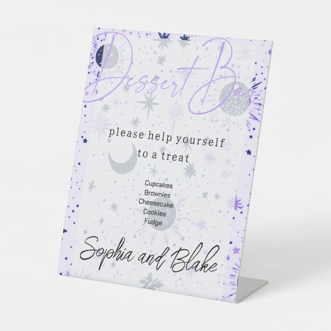 Celestial Dessert Bar Wedding Pedestal Sign (Front)
