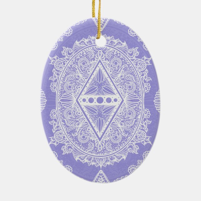 Celestial Diamond Mandala Ceramic Tree Decoration (Back)