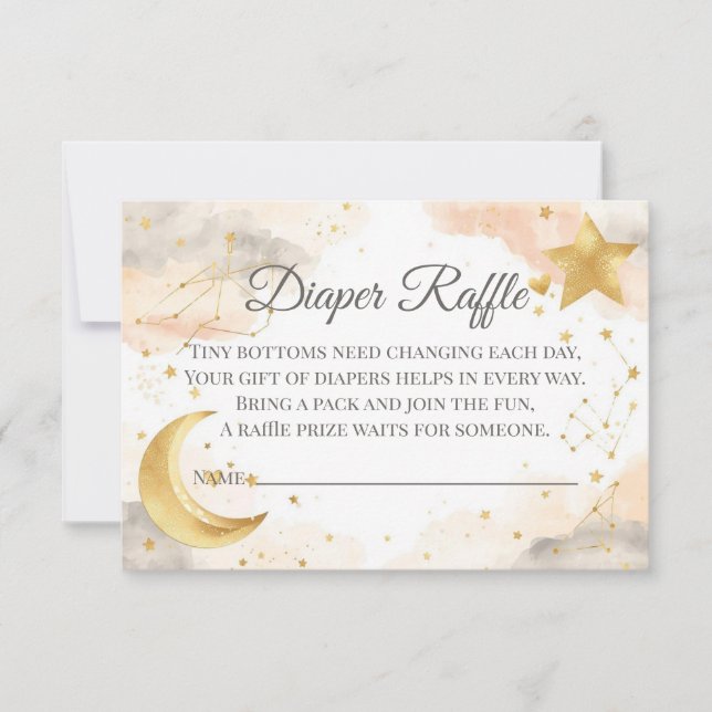 Celestial Diaper Raffle Card | Gold Stars (Front)
