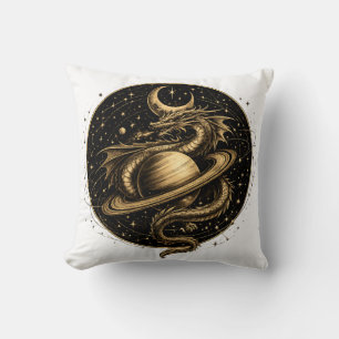 Celestial Dragon Saturn Fantasy Space Art Cushion