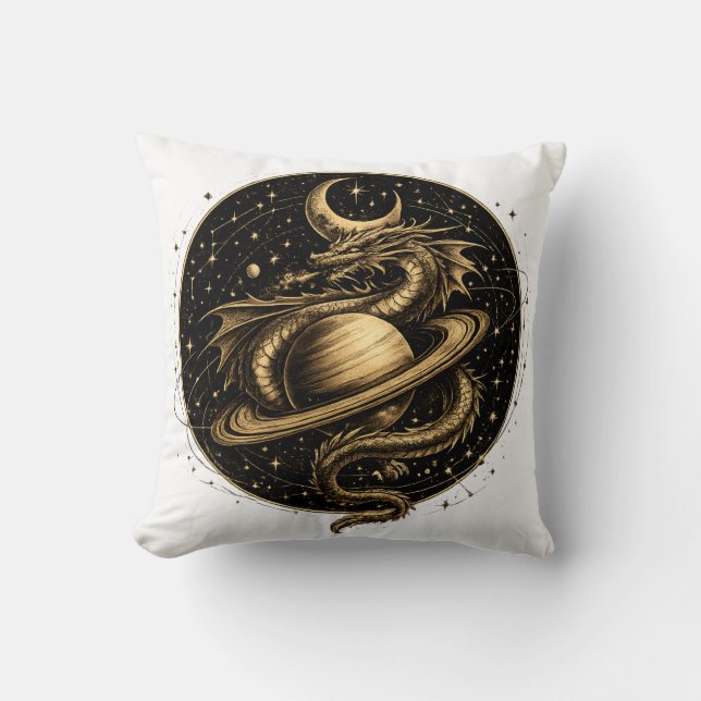Celestial Dragon Saturn Fantasy Space Art Cushion (Front)